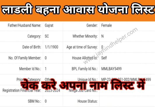 Ladli Behna Awas Yojana List 2023